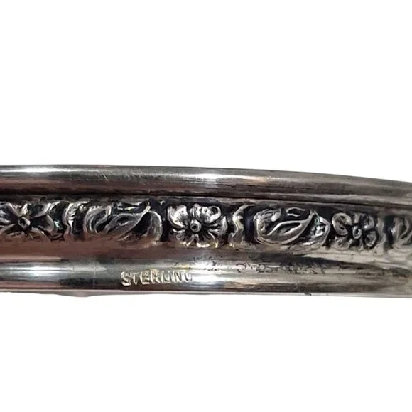 Vintage Sterling Silver Floral Rim Etched Glass Set Of 6 Coasters 164.44 grams - Picture 4 of 7